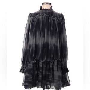 TOCCIN X RTR Baby Doll Tie Dye Dress Puff Long Sleeve Mock Neck Mini Grey 2 NWT